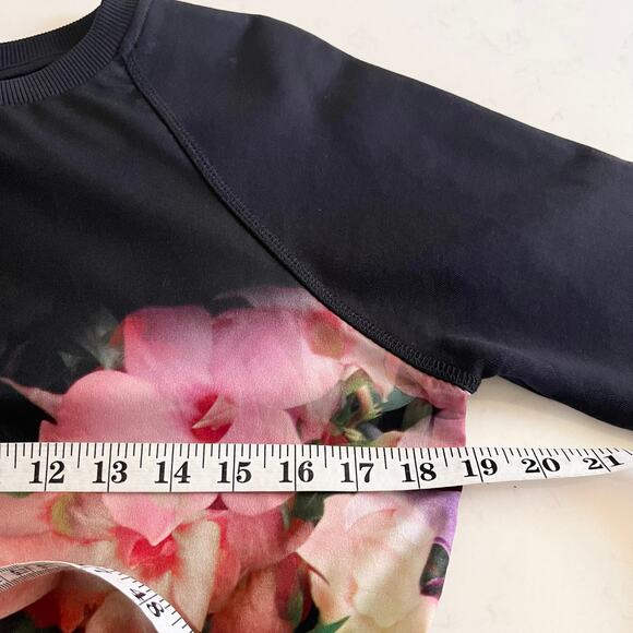 Ted Baker London Lanie Cascading Flora Floral Print Black Crewneck Sweatshirt XS - Picture 7 of 10
